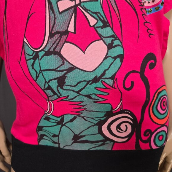 Y2K Graphic Top Size M Colorful Funky Emo Scene Gyaru Indie Mcbling Girl Print - Picture 4 of 7